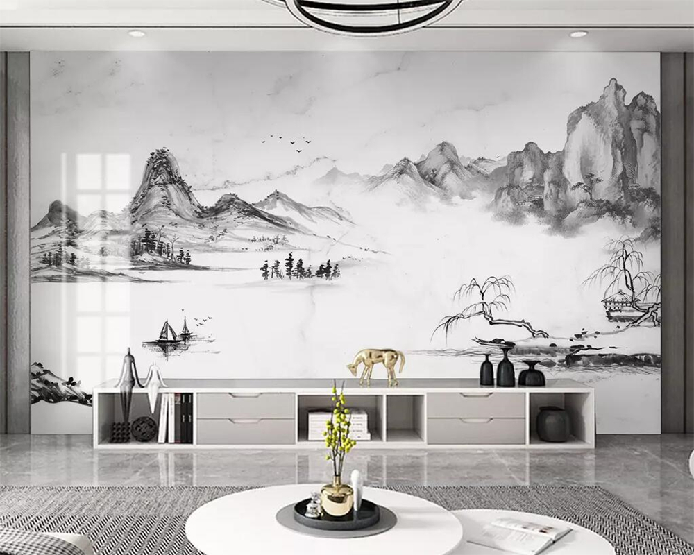 Home Decor Range - Modern Minimalist Custom Wallpaper Ink Landscape