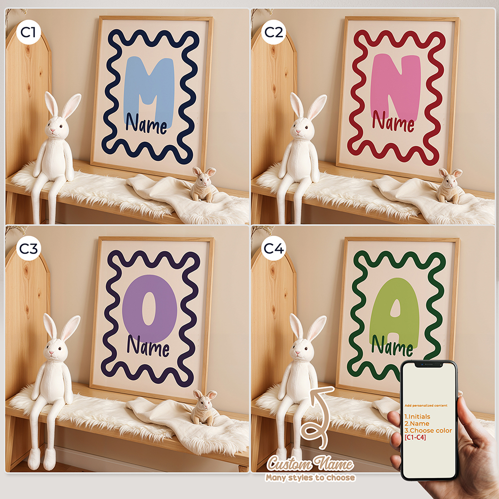 Home Decor On Wall - Personalized Custom Name Cartoon Child Striped