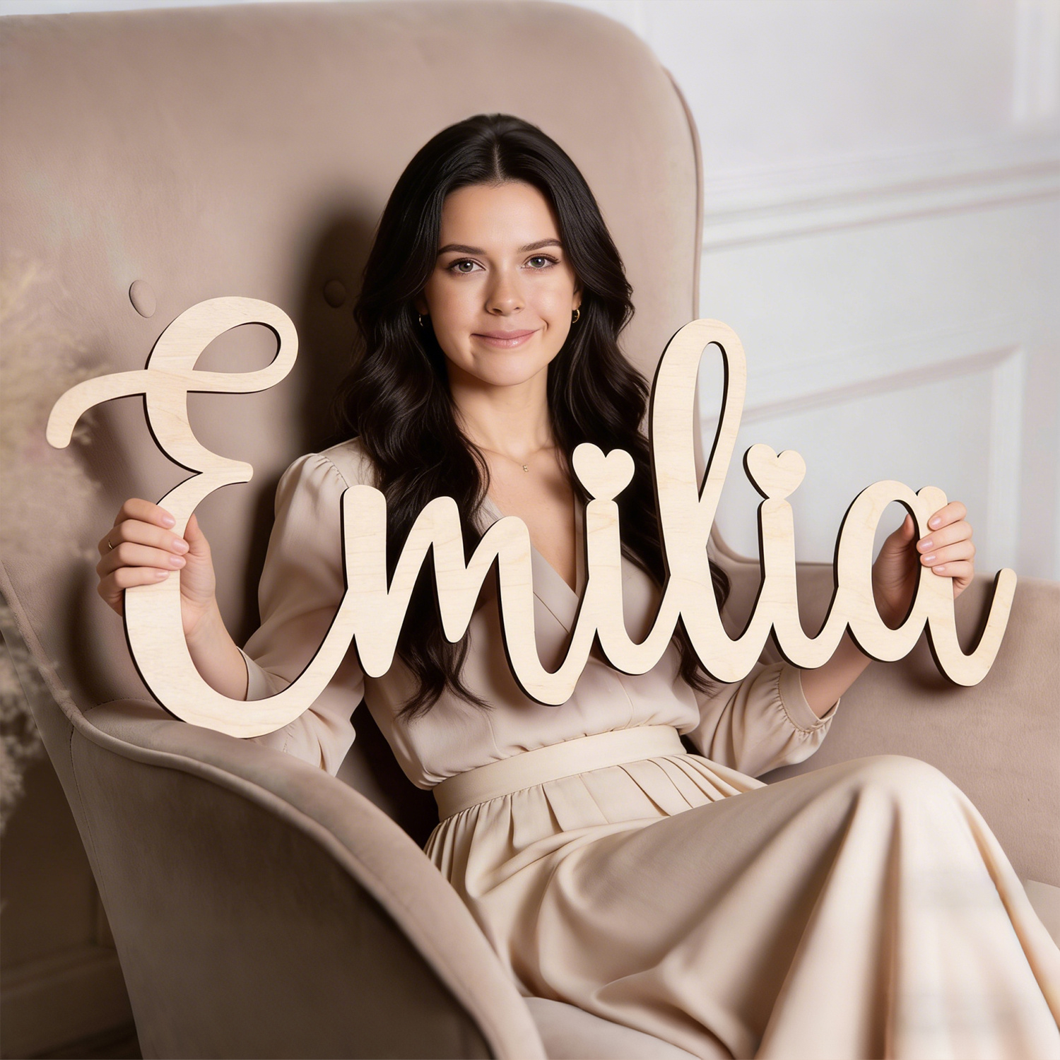 Home Decor Living Room - 1pc personalized custom wooden name tag,