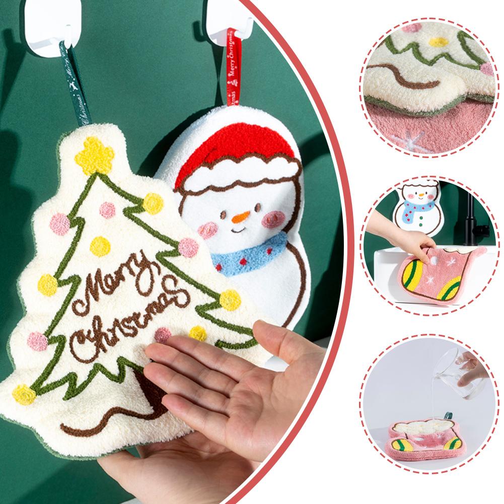 Home Decor Xmas Gifts - Christmas Cartoon Hand Towel Creative Snowman