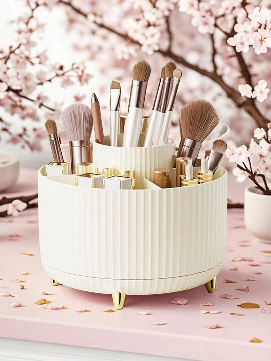Vanity Home Decor - Desktop Rotating Makeup Brush Storage Cylinder
