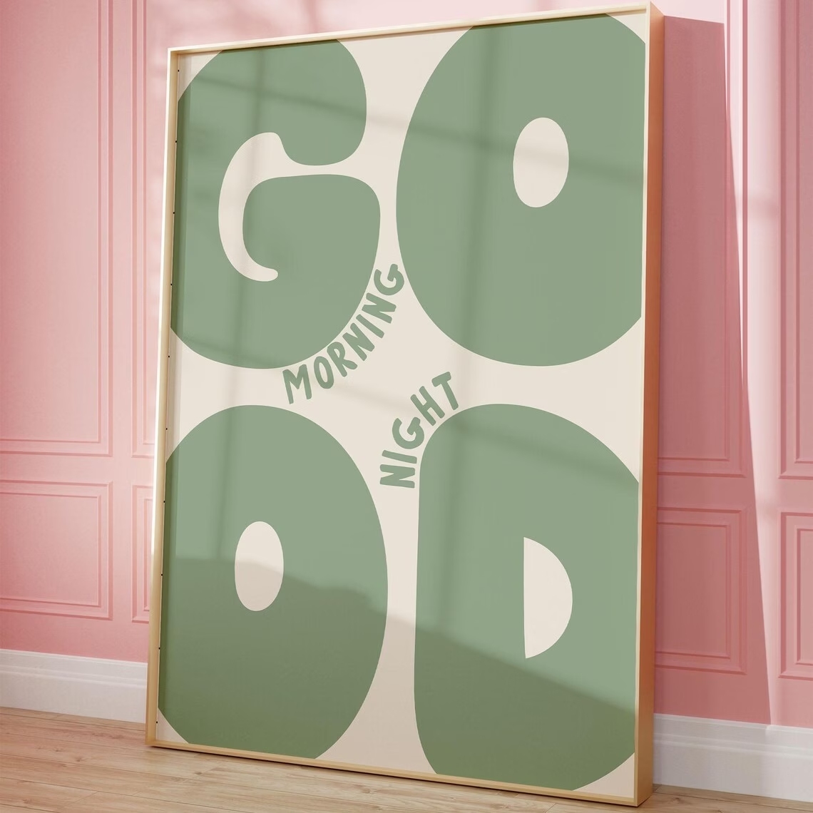 Home Decor On Wall - Modern Green Good Morning Good Night