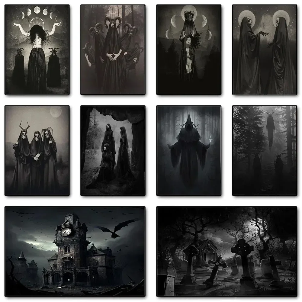 Home Decor Quirky - Dark Academia Art Black Death Poster