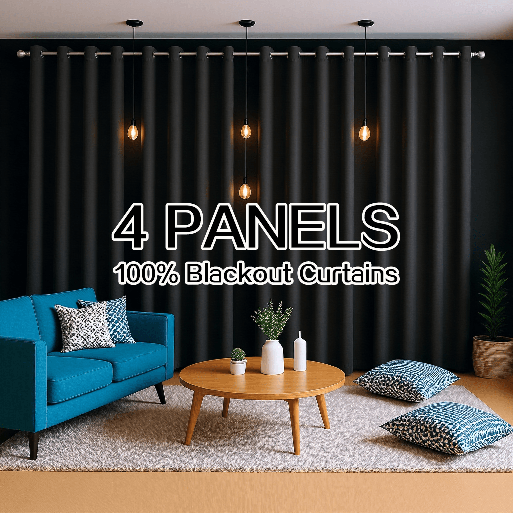 Home Decor Curtain - 4 Panels 100% Blackout Curtains Heat