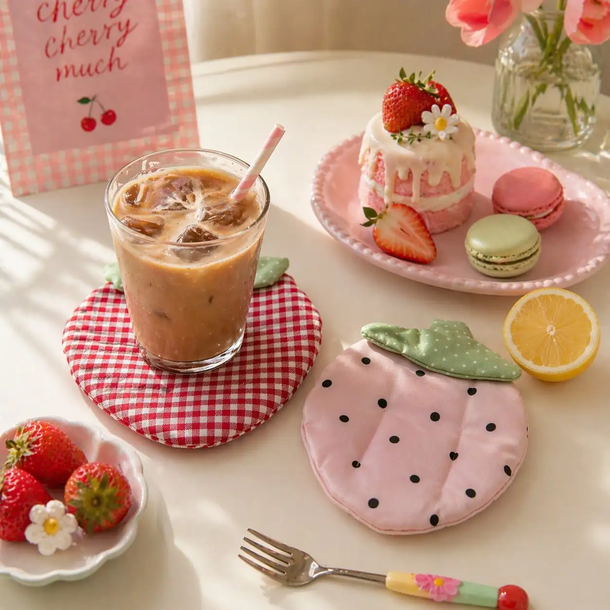 Vanity Home Decor - Strawberry Shaped Jewelry Tray & Coaster