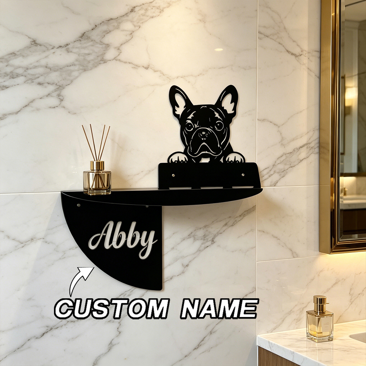 Home Decor Living Room - Personalized French Bulldog Metal Decor Shelf
