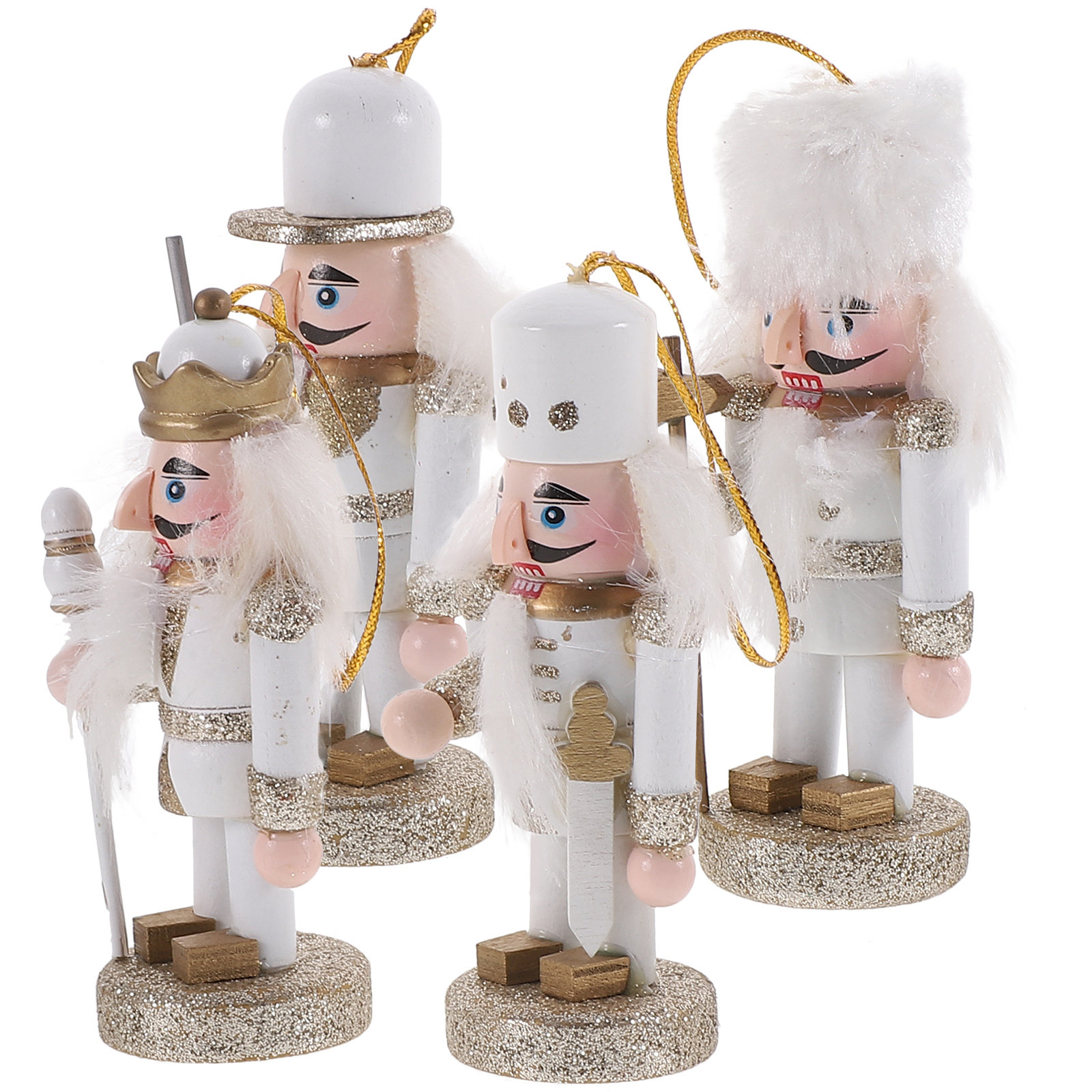 Home Decor Xmas Gifts - 4Pcs Christmas Nutcracker Decorations Wooden Nutcracker