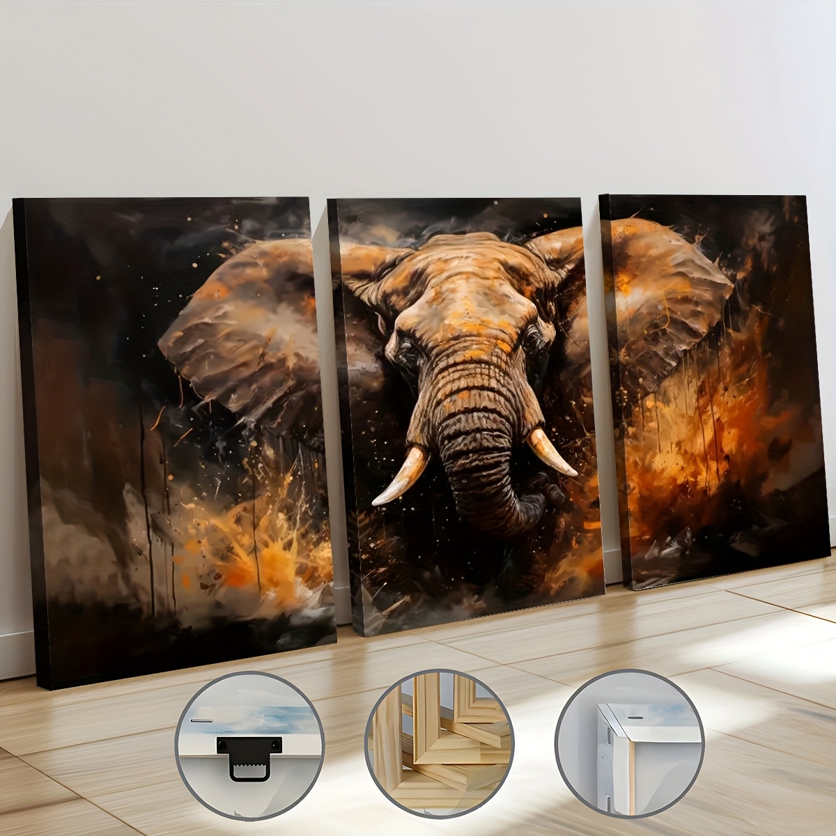 Home Decor Mirror - Retro Style Elephant Animal Abstract Art,