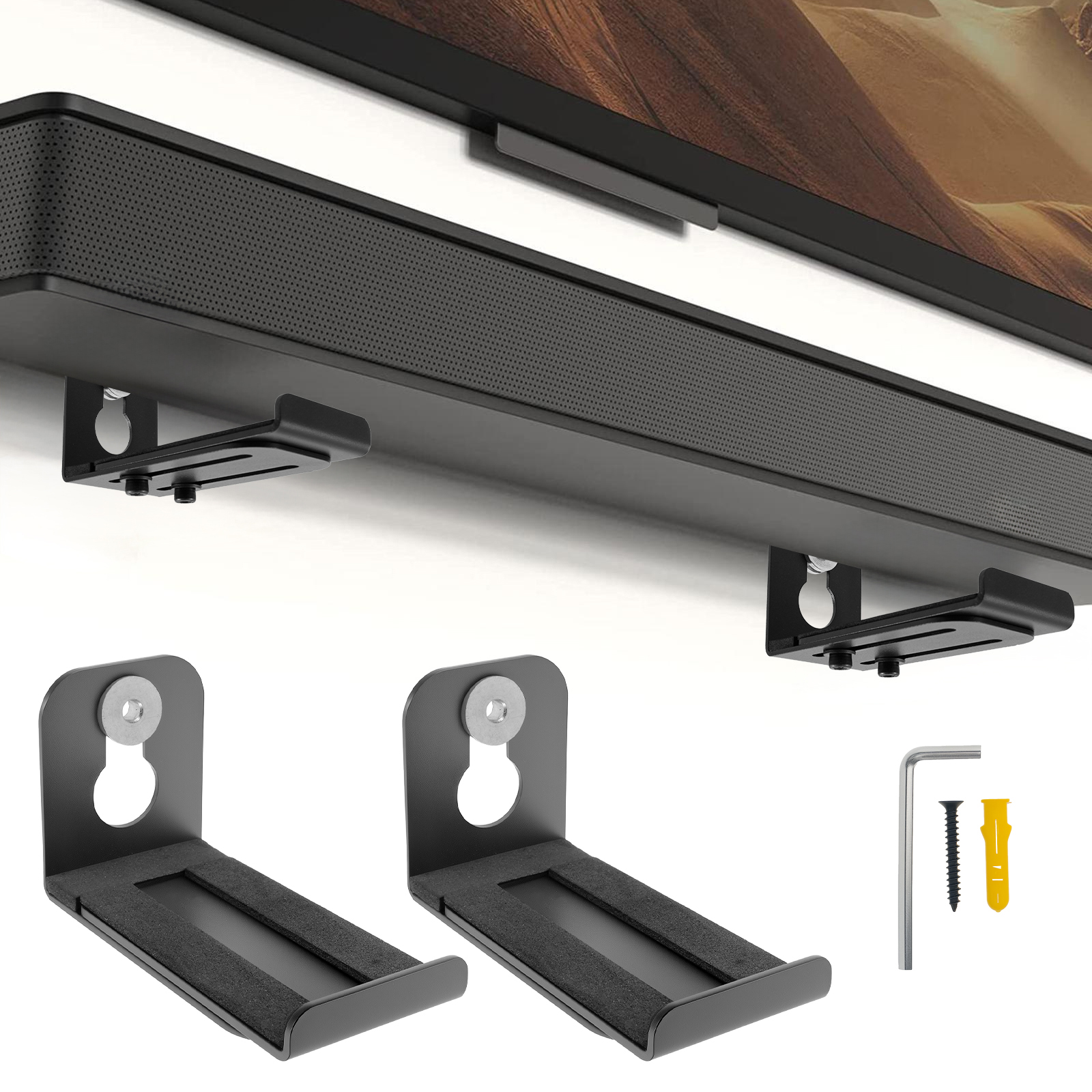 Home Decor On Wall - 2Pcs Soundbar Speaker Stands Wall Mount