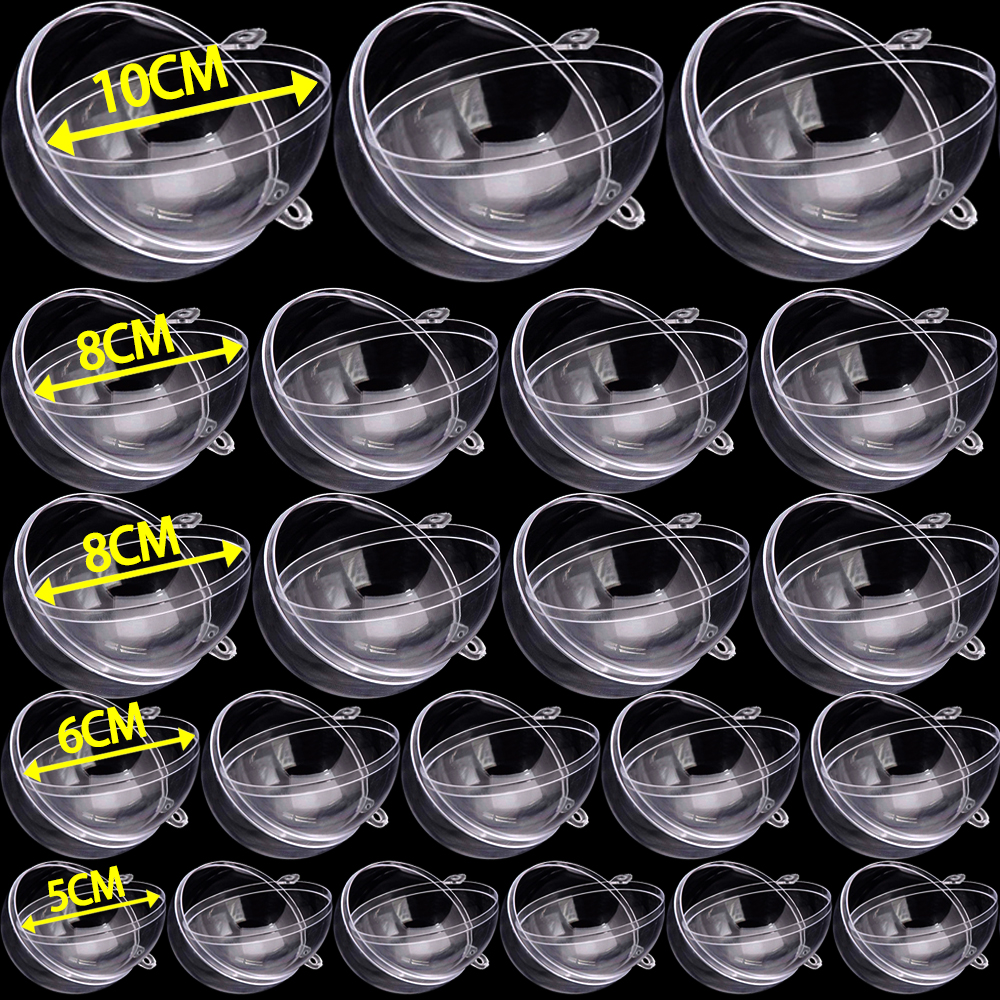 Home Decor Xmas Gifts - 5-10CM Christmas Transparent Ball Plastic Fillable