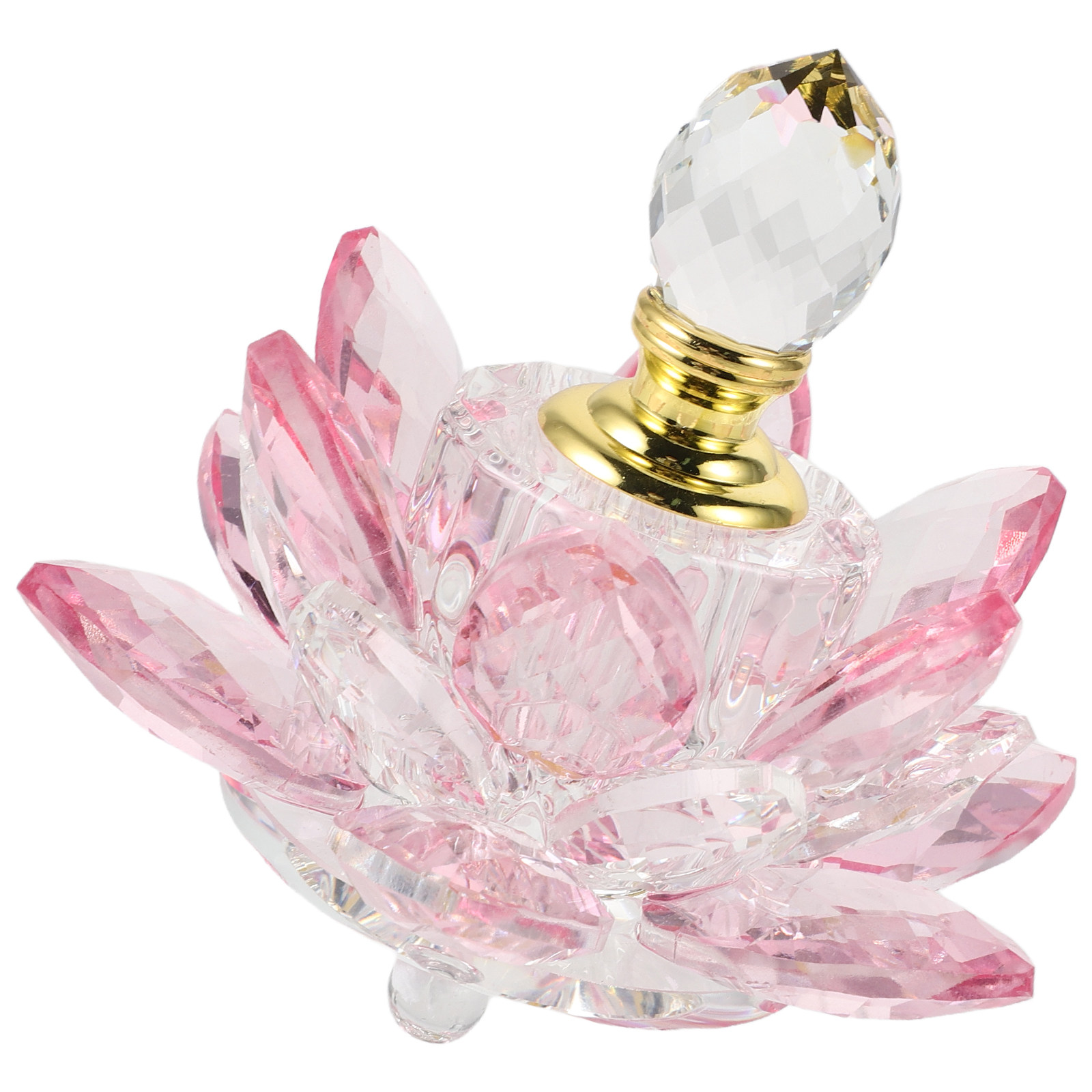 Vanity Home Decor - Crystal Lotus Flower Perfume Bottle Pink