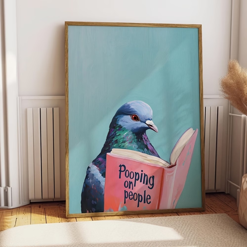 Home Decor Canvas - Modern Pigeon Reading Pooping On People
