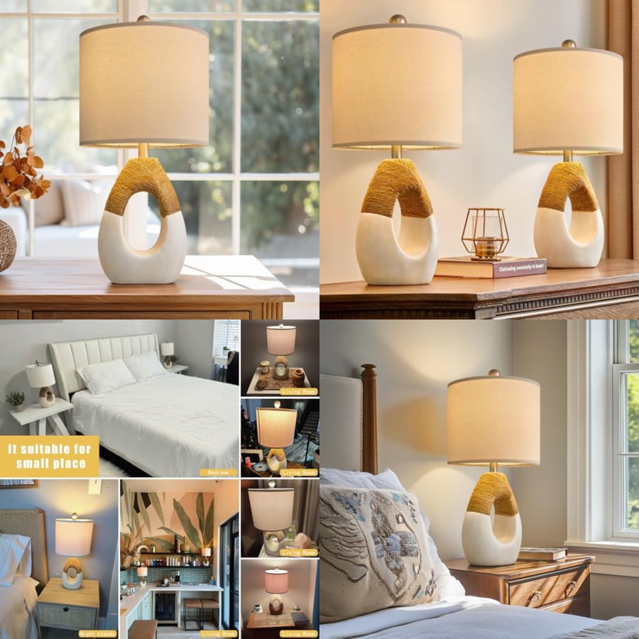 Home Decor Living Room - 19'' Small Boho Table Lamps for