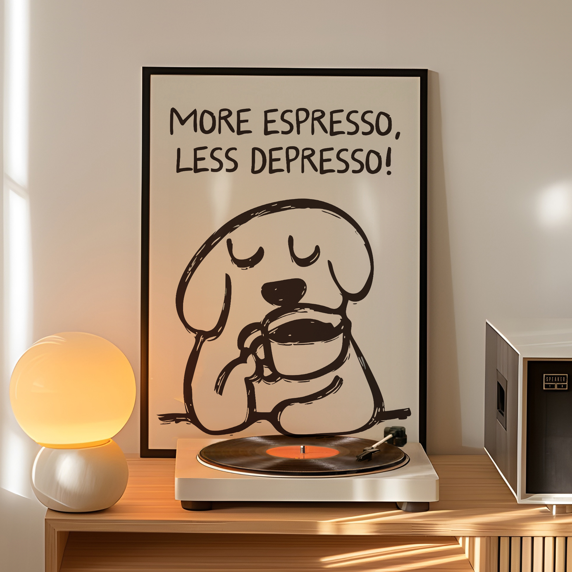 Home Decor On Wall - Retro More Espresso Less Depresso Wall