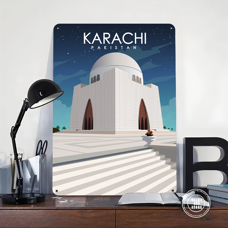 Karachi Pakistan Metal Poster  - Home Decor Karachi บทวิจารณ์และราคา