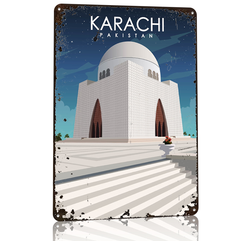 Karachi Pakistan Metal Poster  - Home Decor Karachi บทวิจารณ์และราคา