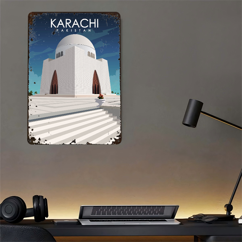 Karachi Pakistan Metal Poster  - Home Decor Karachi บทวิจารณ์และราคา