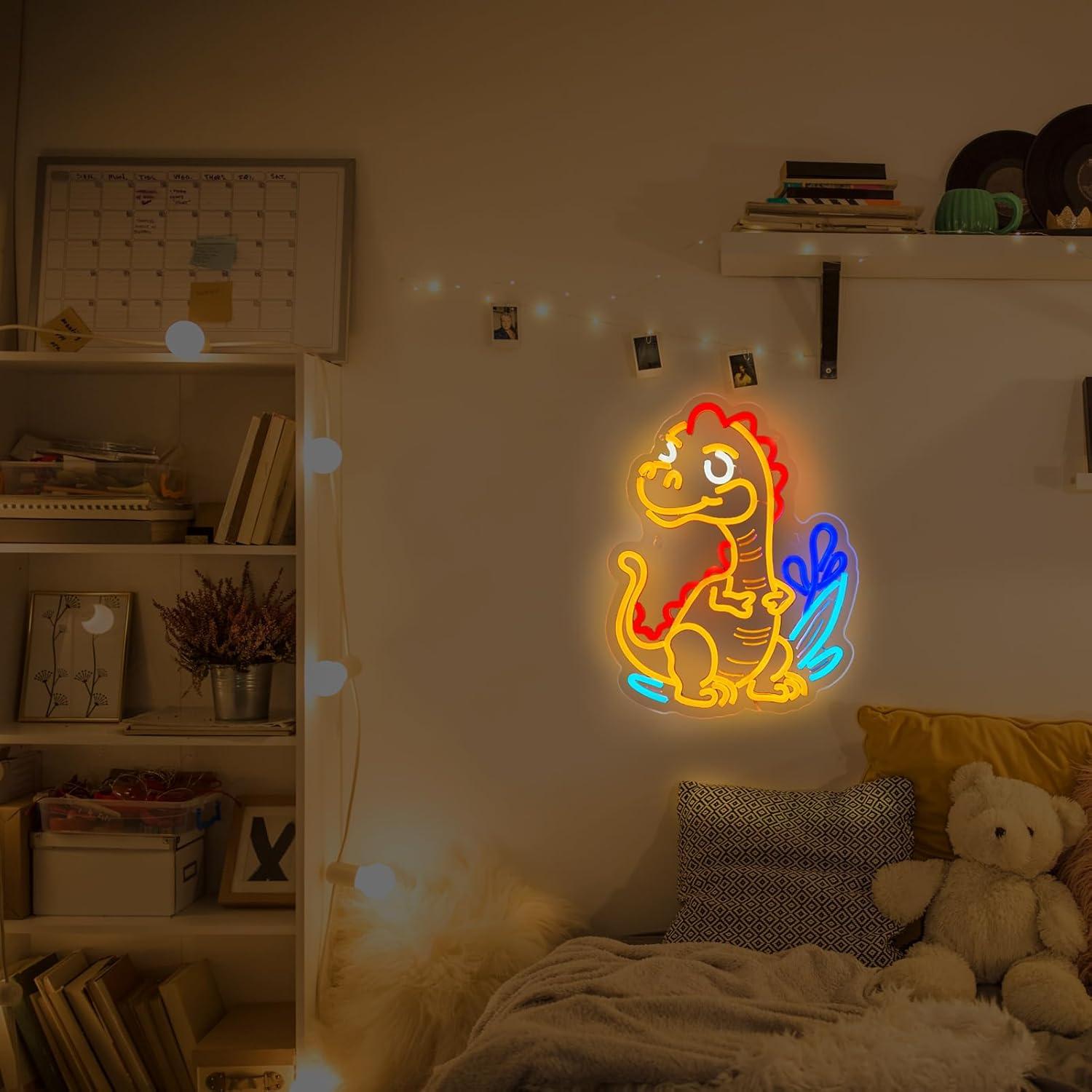 Cute Dinosaur Neon Sign Cartoo - Home Decor Retro บทวิจารณ์และราคา