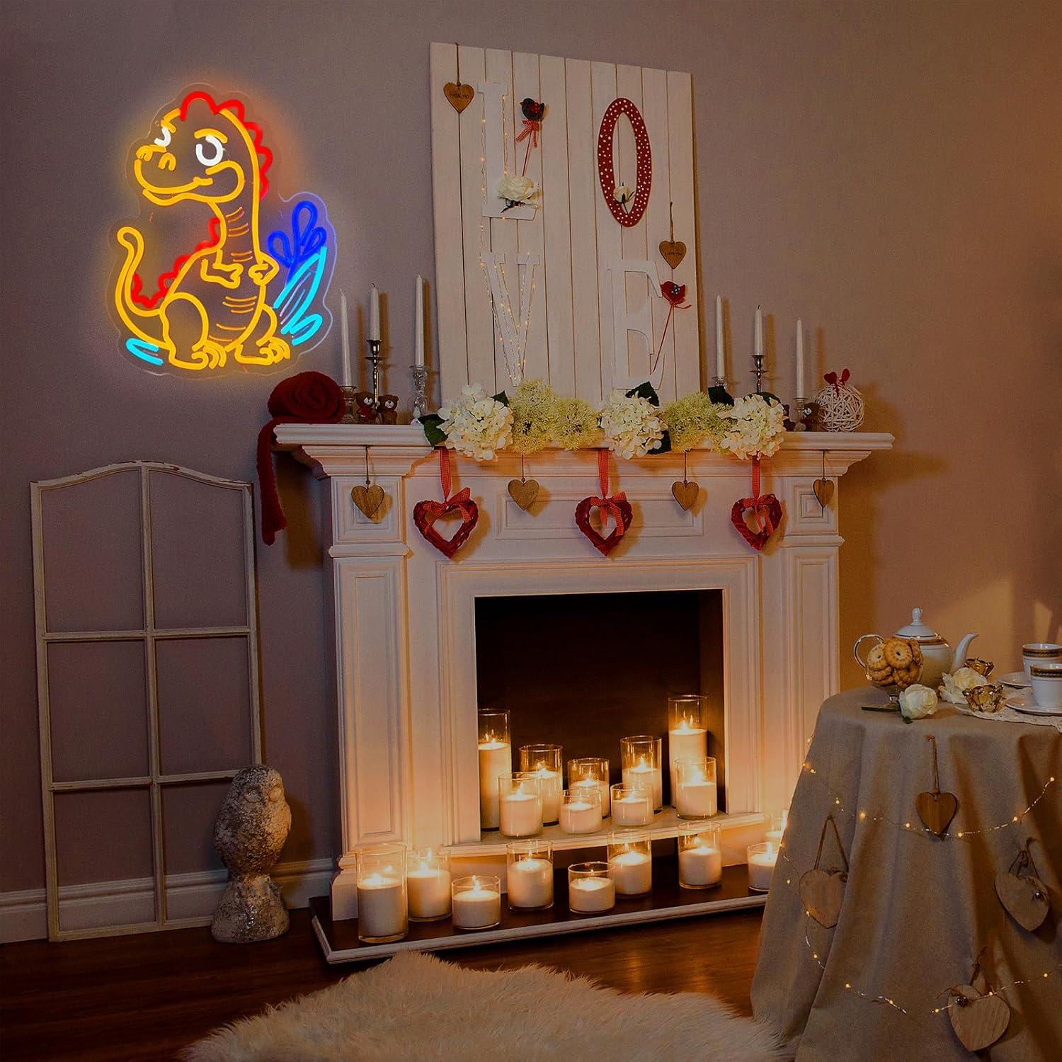 Cute Dinosaur Neon Sign Cartoo - Home Decor Retro บทวิจารณ์และราคา