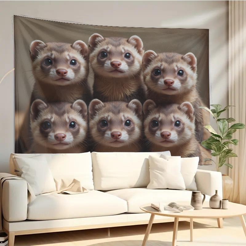 Cute Ferret Group Tapestry Wal - Home Decor Living Room Ideas บทวิจารณ์และราคา