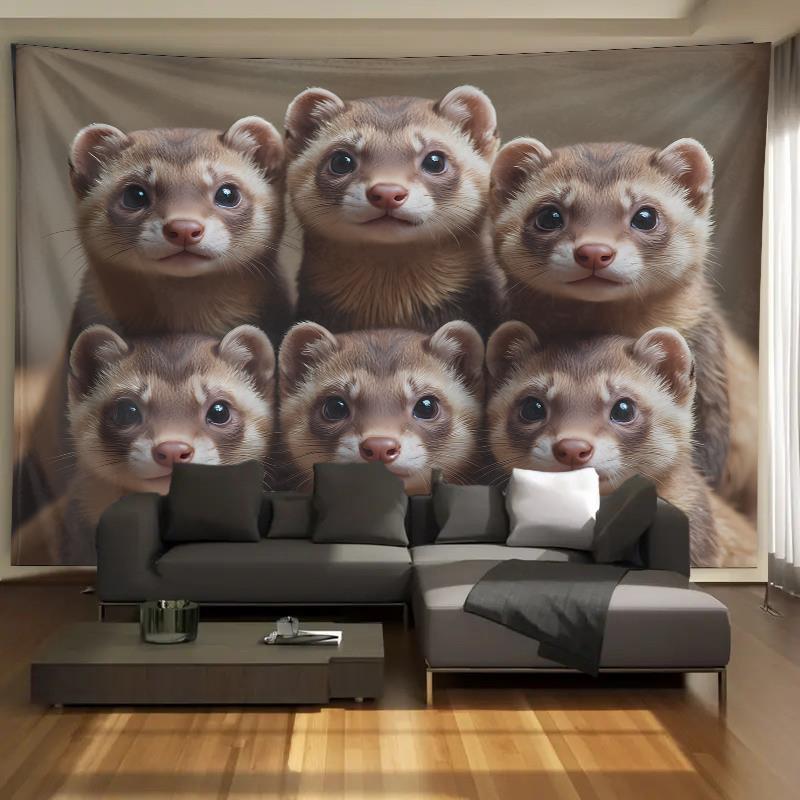 Cute Ferret Group Tapestry Wal - Home Decor Living Room Ideas บทวิจารณ์และราคา