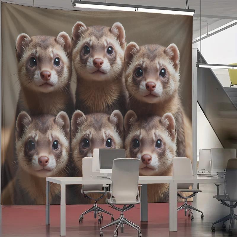 Cute Ferret Group Tapestry Wal - Home Decor Living Room Ideas บทวิจารณ์และราคา