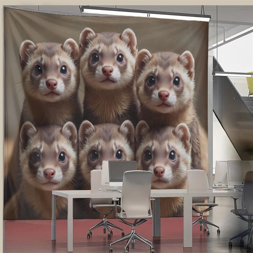 Cute Ferret Group Tapestry Wal - Home Decor Living Room Ideas บทวิจารณ์และราคา