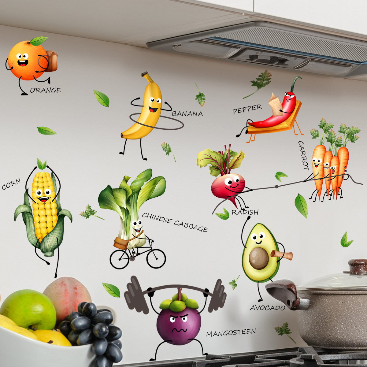 Cartoon Emoji Fruit Wall Stick - Home Decor Emoji บทวิจารณ์และราคา