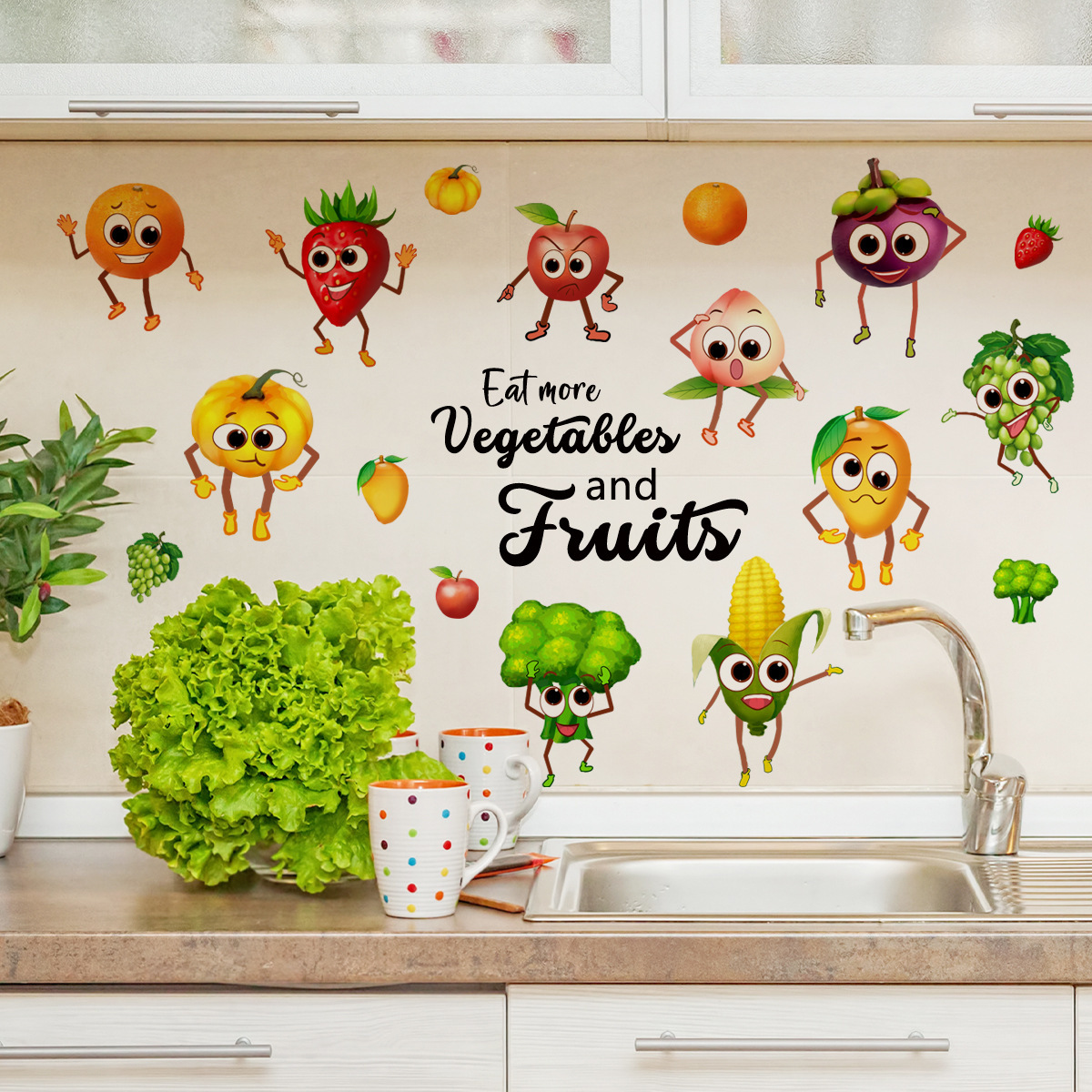 Cartoon Emoji Fruit Wall Stick - Home Decor Emoji บทวิจารณ์และราคา