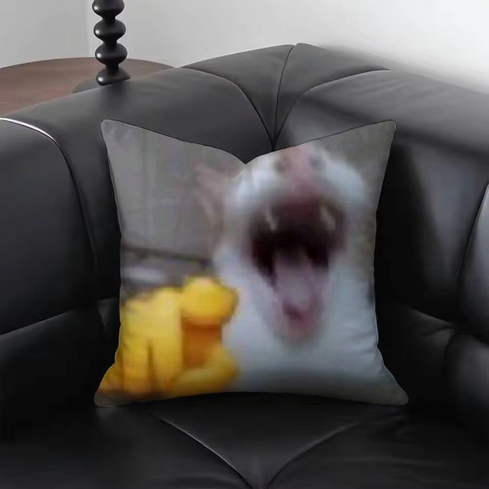 Funny Cat M-Meme Pillow Cover  - Home Decor Emoji บทวิจารณ์และราคา