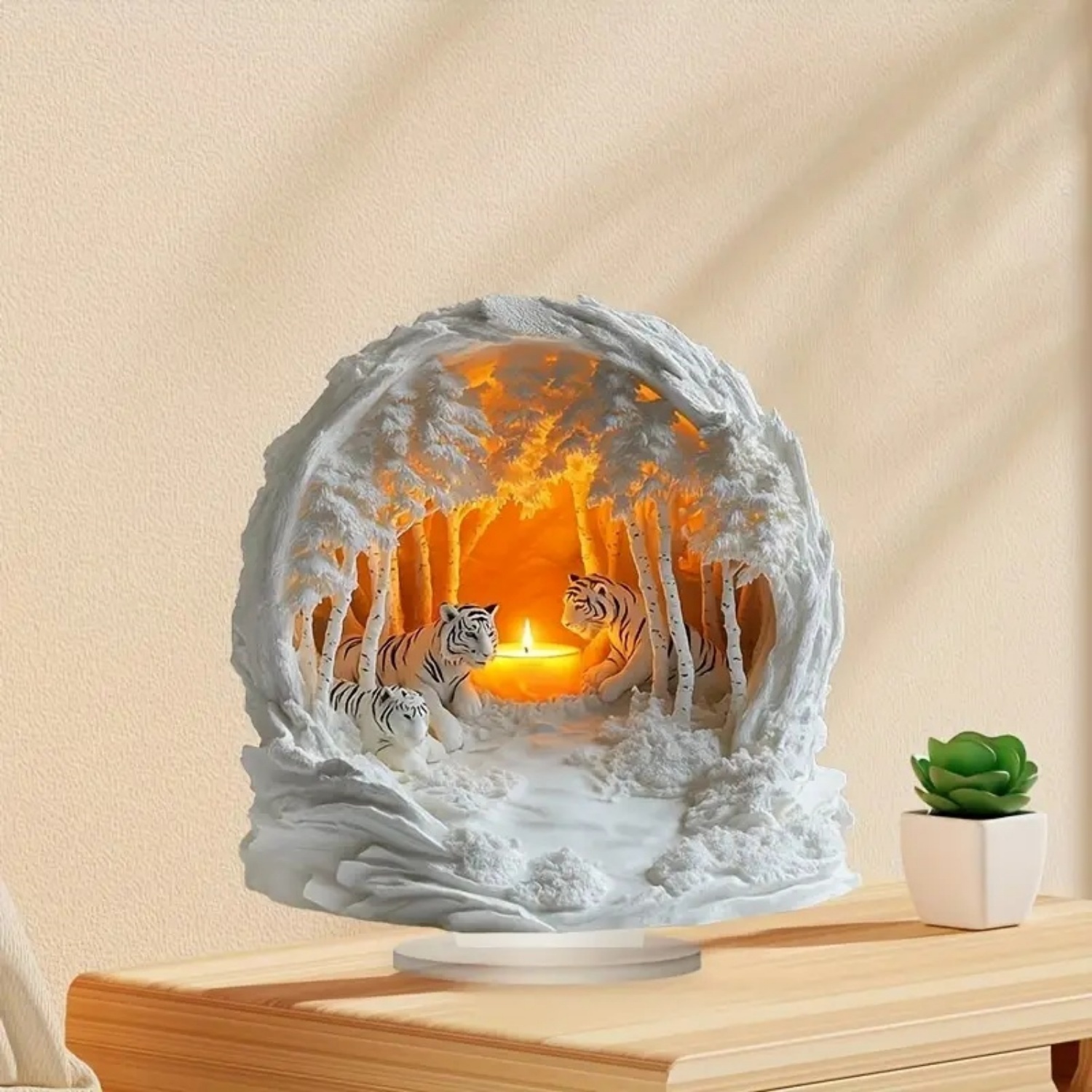 Two Tigers Statue,2D Flat Anim - Home Decor Quirky บทวิจารณ์และราคา