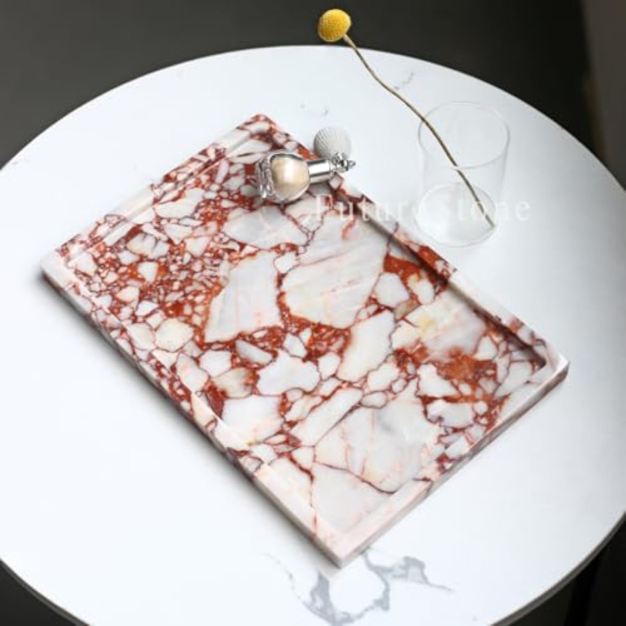 100% Natural Marble Serving Tr - Vanity Home Decor บทวิจารณ์และราคา