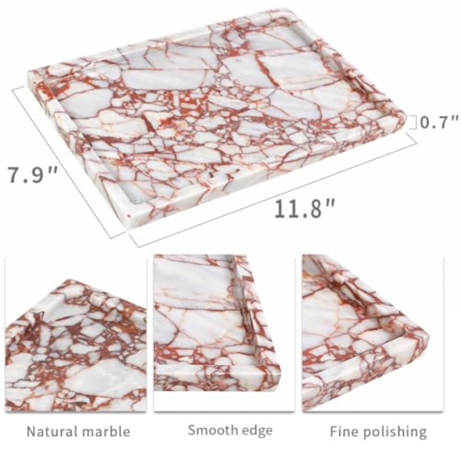 100% Natural Marble Serving Tr - Vanity Home Decor บทวิจารณ์และราคา