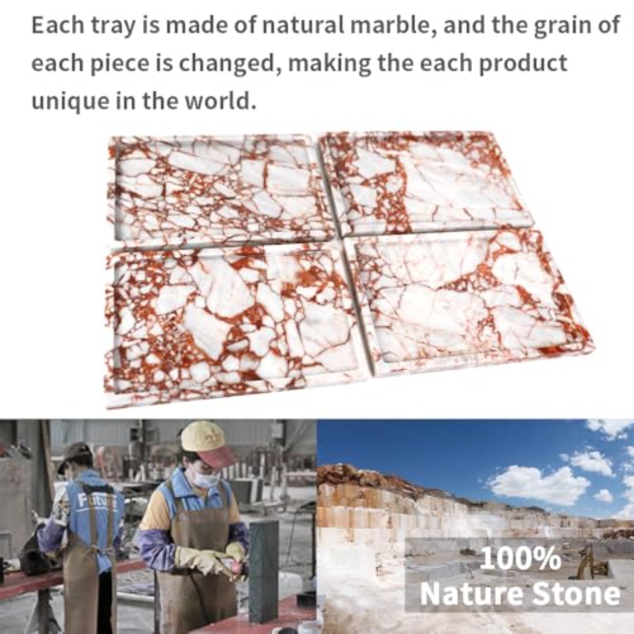 100% Natural Marble Serving Tr - Vanity Home Decor บทวิจารณ์และราคา