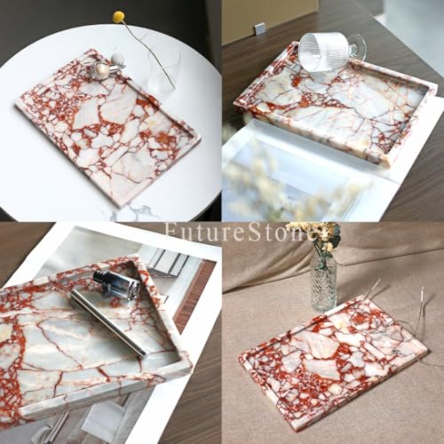 100% Natural Marble Serving Tr - Vanity Home Decor บทวิจารณ์และราคา