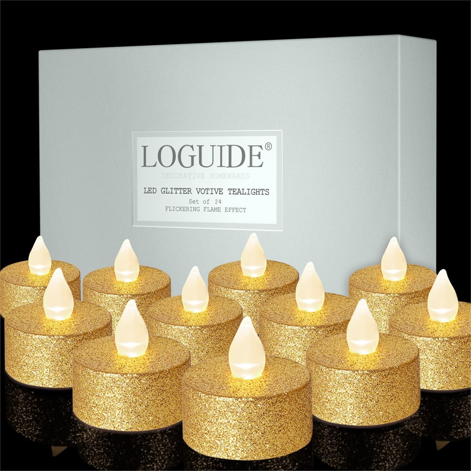 Gold LED Tea Lights, 24 Pack F - Home Decor Free Images บทวิจารณ์และราคา