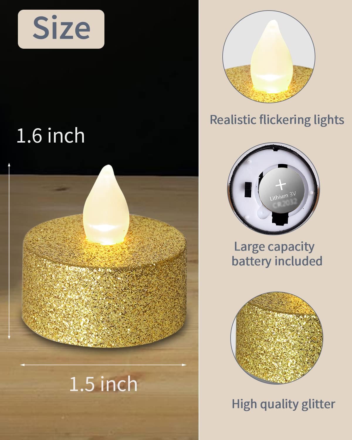 Gold LED Tea Lights, 24 Pack F - Home Decor Free Images บทวิจารณ์และราคา