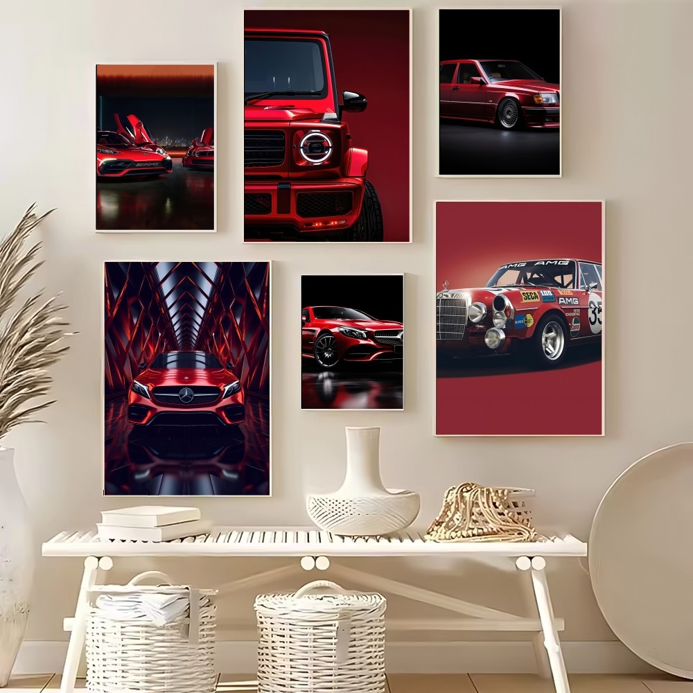 Red M-Mercedes B-Benz Poster M - Home Decor Living Room Ideas บทวิจารณ์และราคา