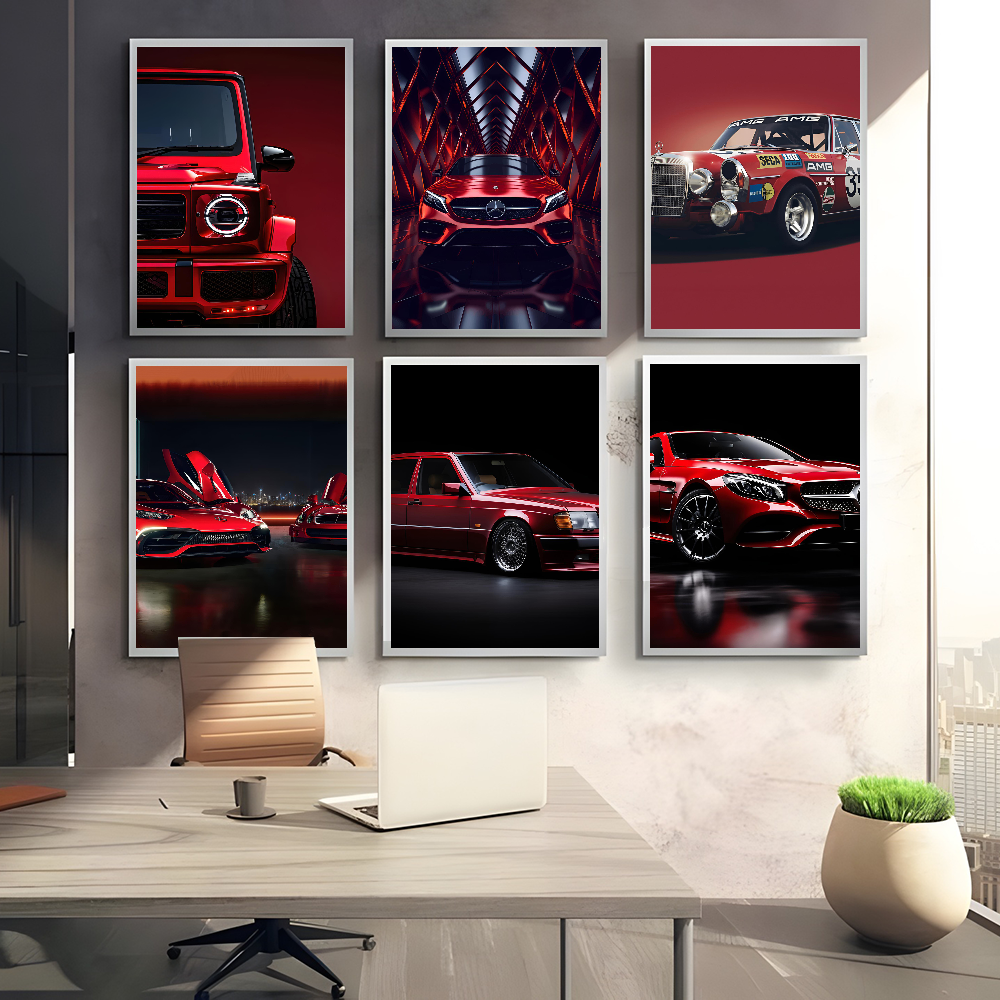Red M-Mercedes B-Benz Poster M - Home Decor Living Room Ideas บทวิจารณ์และราคา