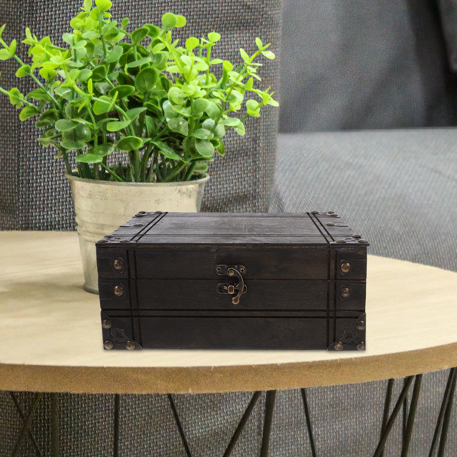 Vintage Wooden Treasure Box Re - Home Decor Retro บทวิจารณ์และราคา