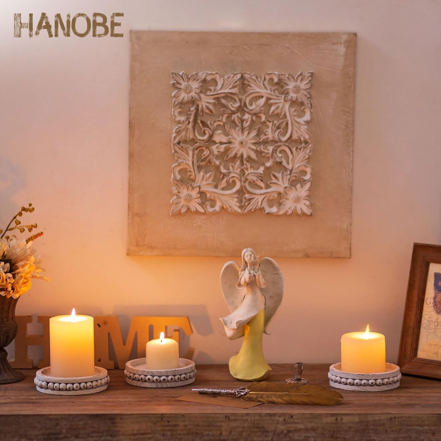 Wooden Candle Holder for Pilla - Home Decor Free Images บทวิจารณ์และราคา