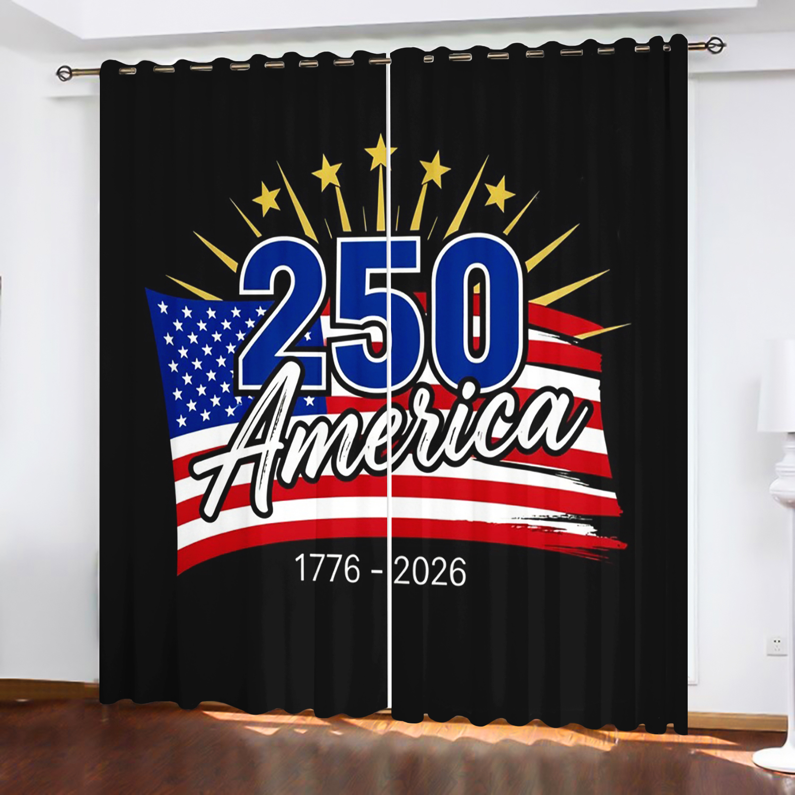 America 250th Anniversary Curt - Home Decor Curtain บทวิจารณ์และราคา