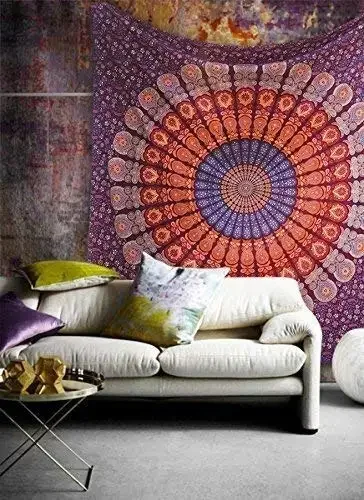 Hippie Mandala Tapestrys India - Home Decor Quirky บทวิจารณ์และราคา