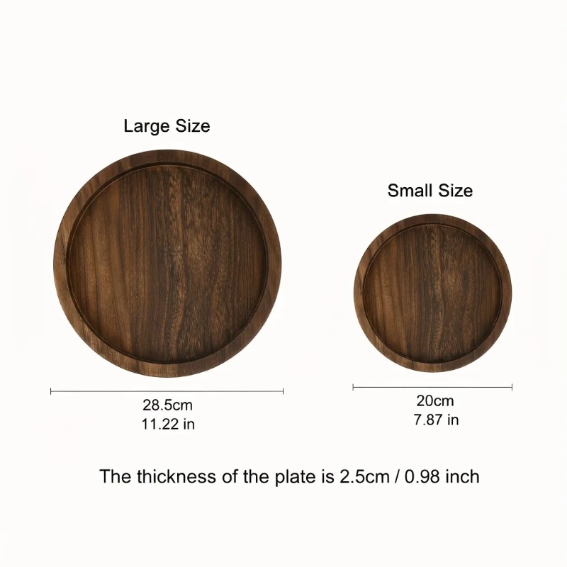 Rustic Round Wooden Serving Tr - Vanity Home Decor บทวิจารณ์และราคา