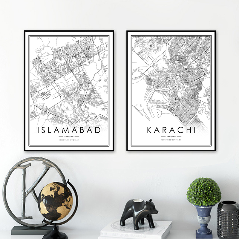 KARACHI City Map Poster ISLAMA - Home Decor Karachi บทวิจารณ์และราคา