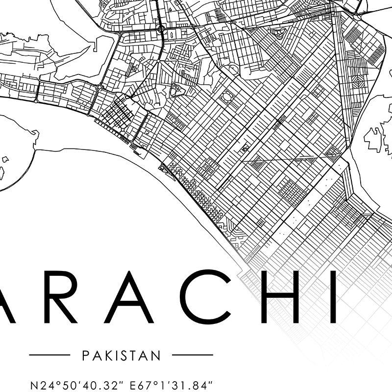 KARACHI City Map Poster ISLAMA - Home Decor Karachi บทวิจารณ์และราคา