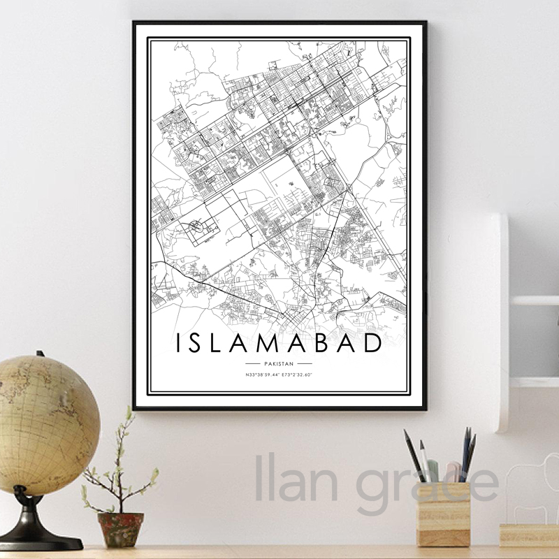 KARACHI City Map Poster ISLAMA - Home Decor Karachi บทวิจารณ์และราคา