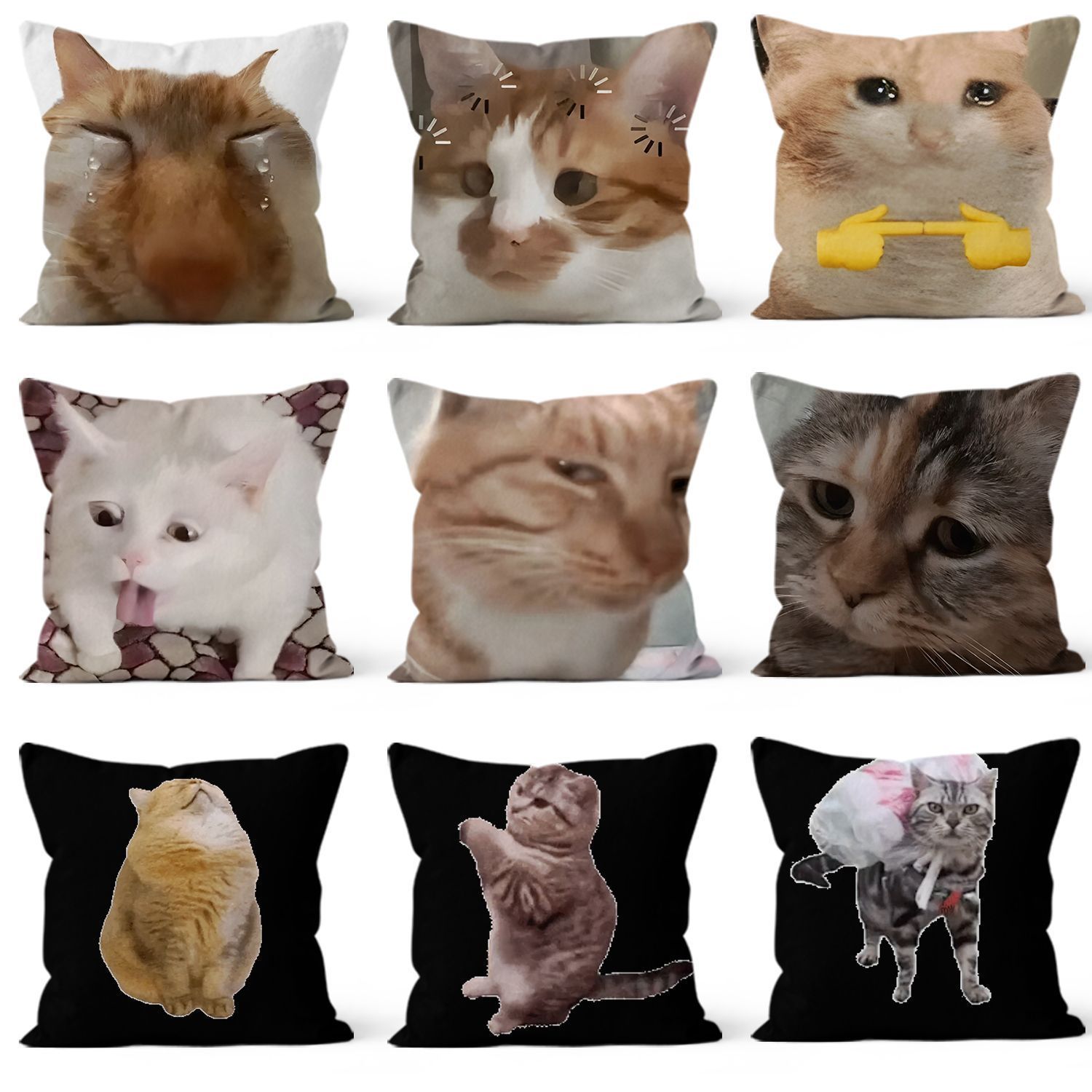 Cute Cat Emoji Print Pillow Mu - Home Decor Emoji บทวิจารณ์และราคา