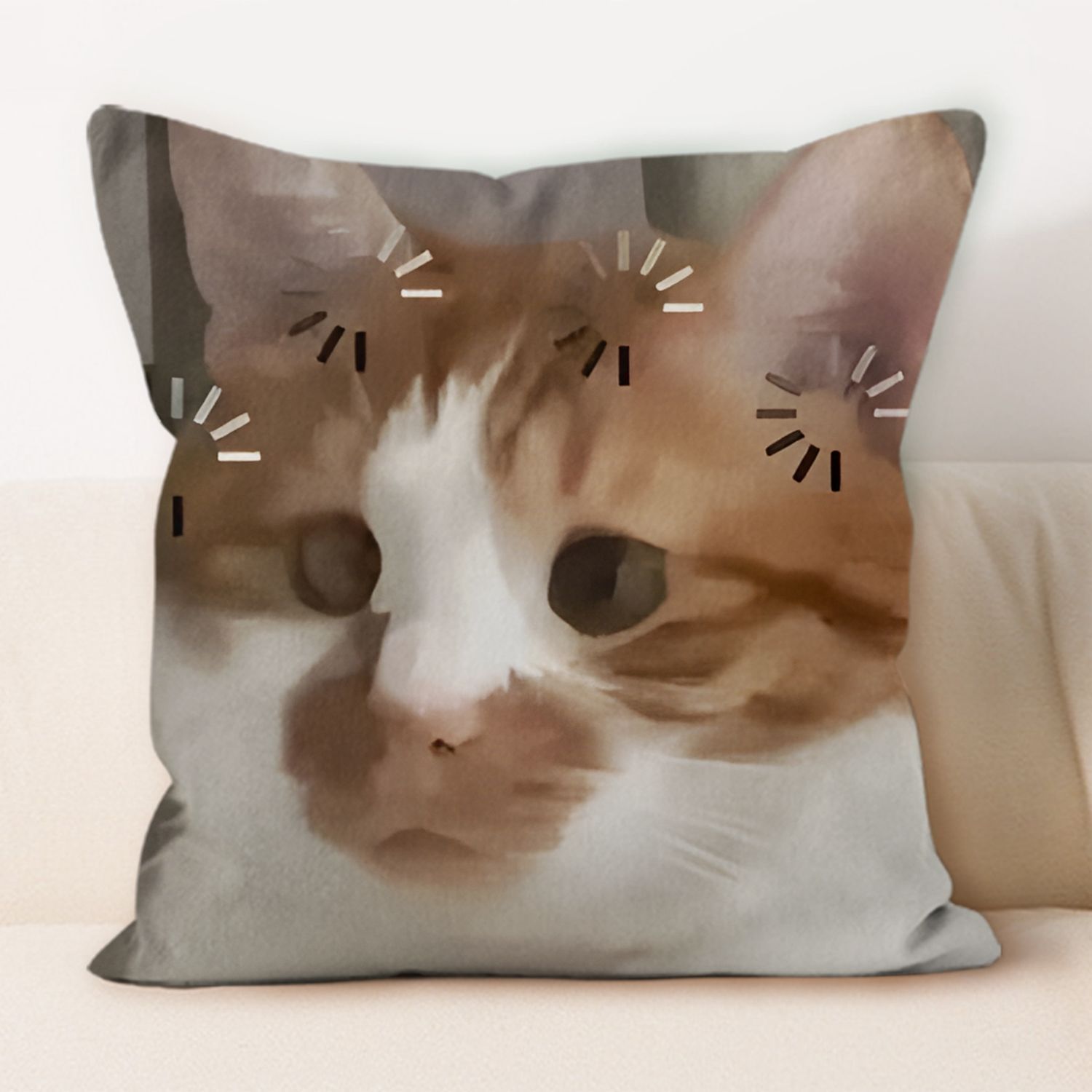 Cute Cat Emoji Print Pillow Mu - Home Decor Emoji บทวิจารณ์และราคา