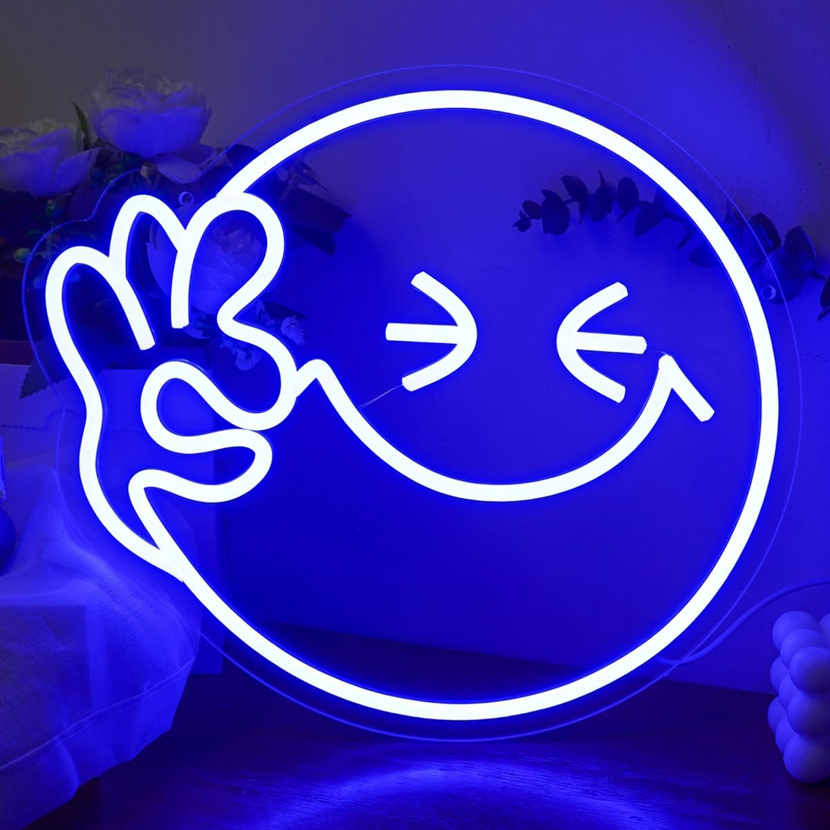 Emoji Smile OK  Neon Sign USB  - Home Decor Emoji บทวิจารณ์และราคา